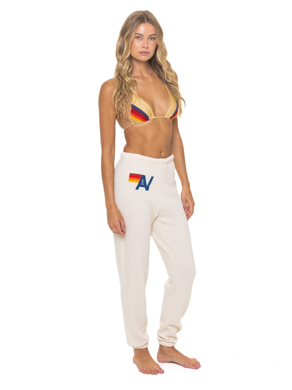 Aviator Nation Logo Sweatpants in Vintage White
